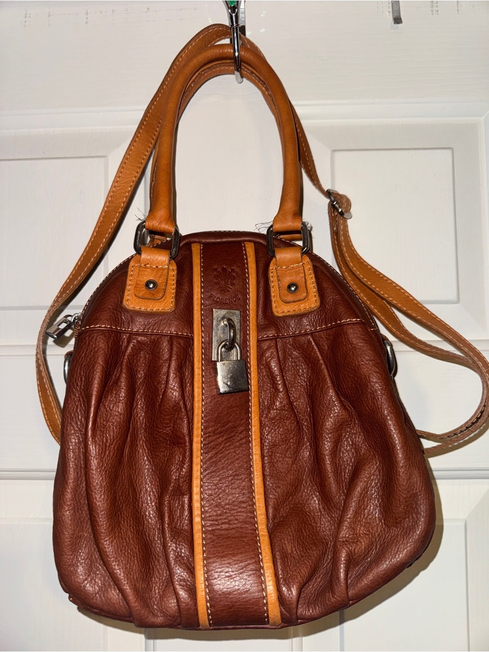 FLORENCE ITALY TAN BROWN GENUINE Soft LEATHER SHOULDER BAG PURSE